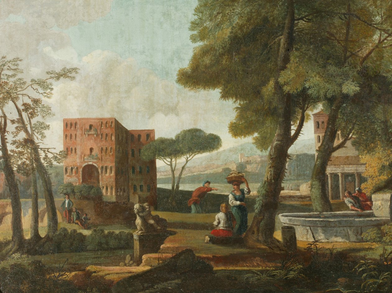 Classical landscape with sphinx, c.1700 by French School