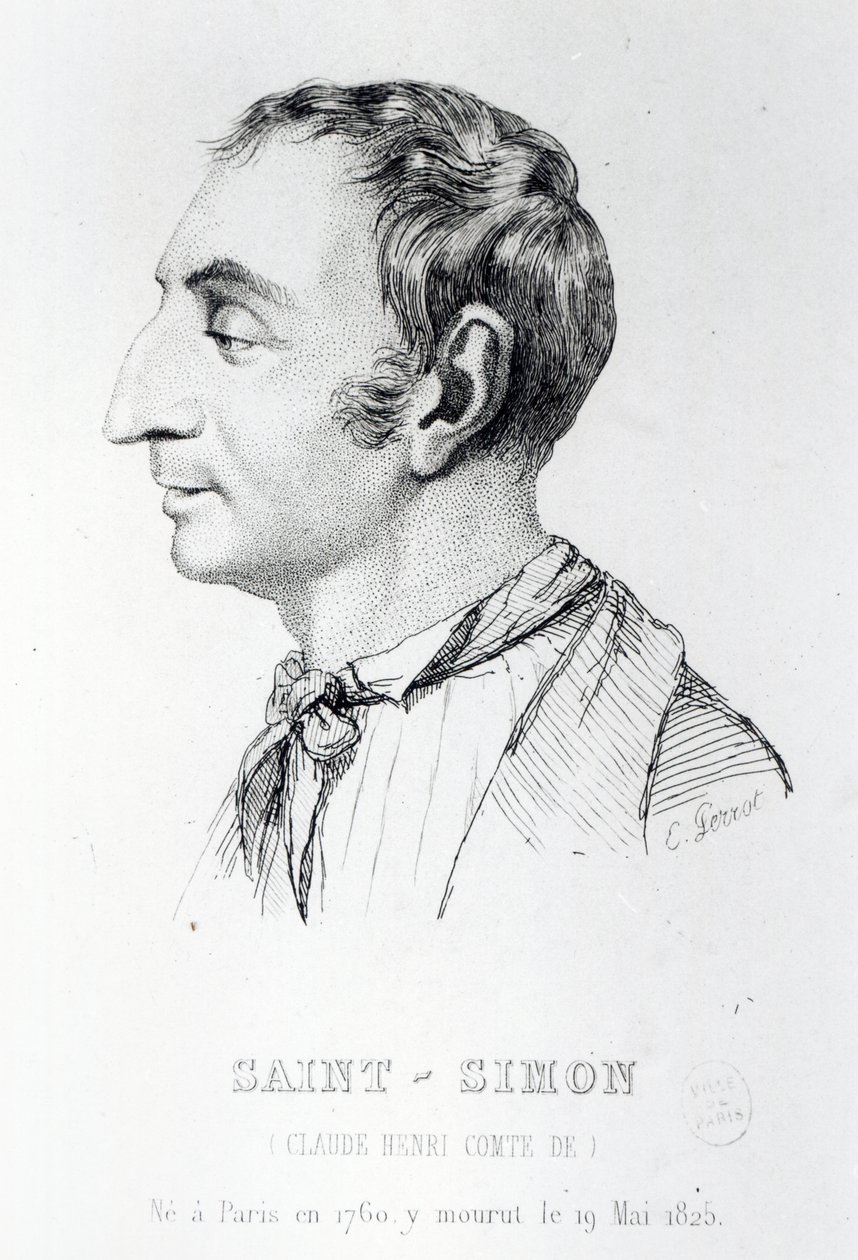 Claude Henri de Rouvroy, Count of Saint-Simon, engraved by Perrot by French School
