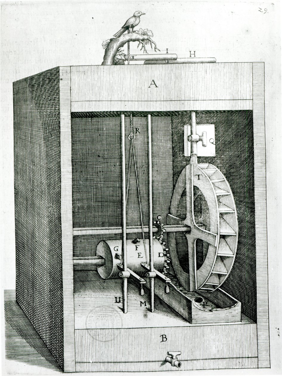Clockwork bird, from Les Raisons des Forces Mouvantes by Salomon de Caus, 1615 by French School