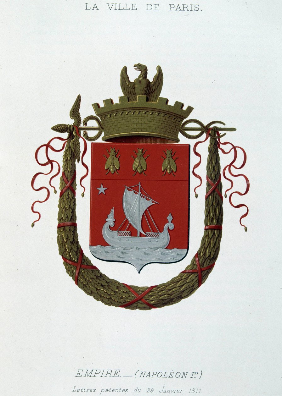 Coat of arms of the City of Paris: Empire (Napoleon I) - Letter patent dated 29 January 1811 - in “Armorial National de France”, by H. Traversier, Paris by French School