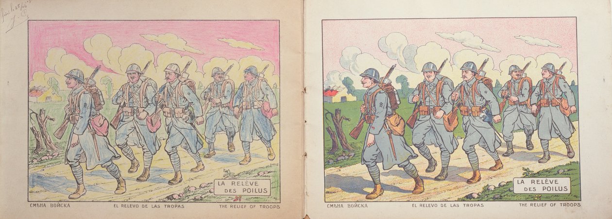 Colouring book for children, The Relief of Poilus, 1917 by French School
