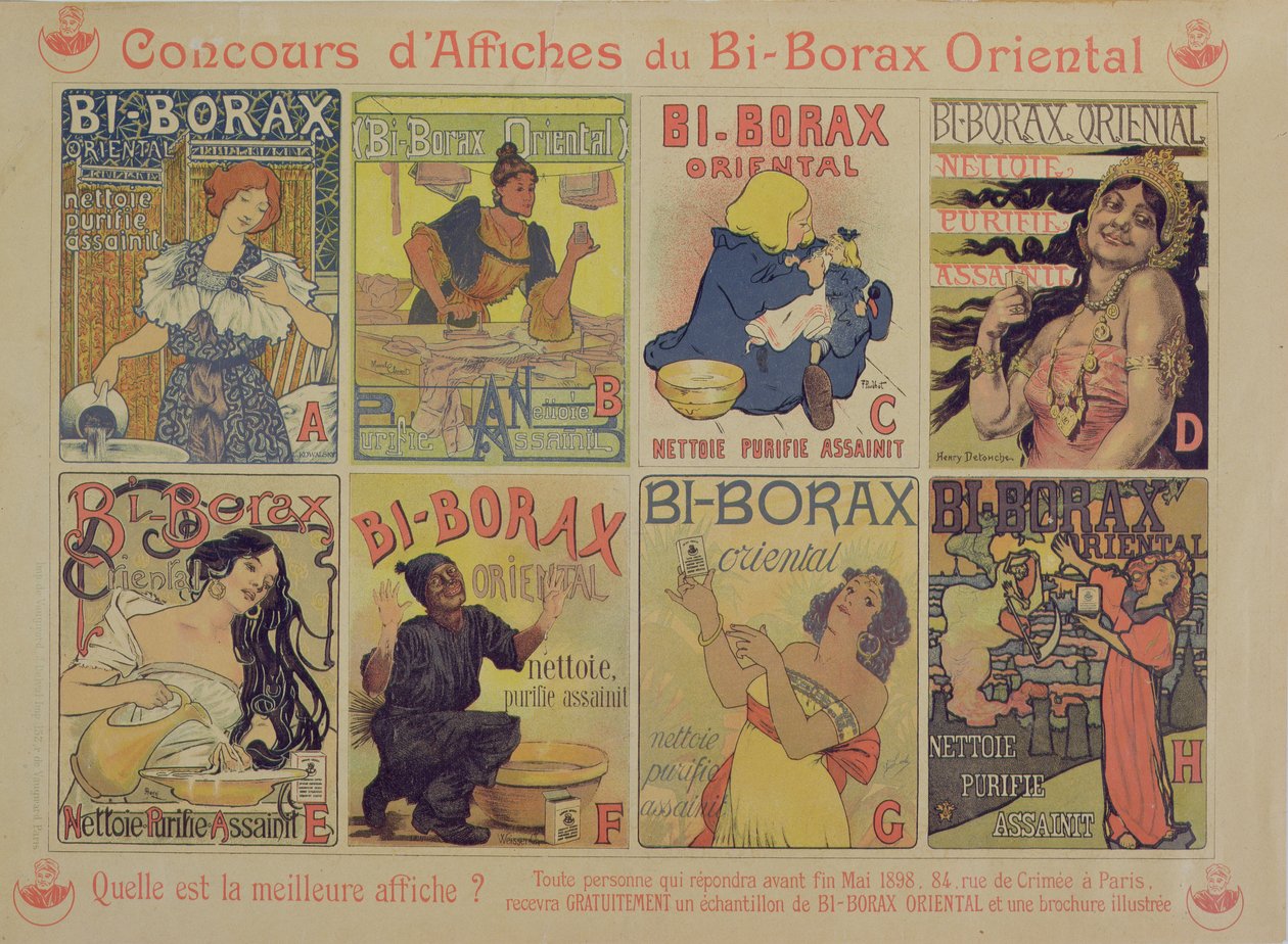 Competition for best poster advertising the French cleaning agent Bi-Borax Oriental by French School