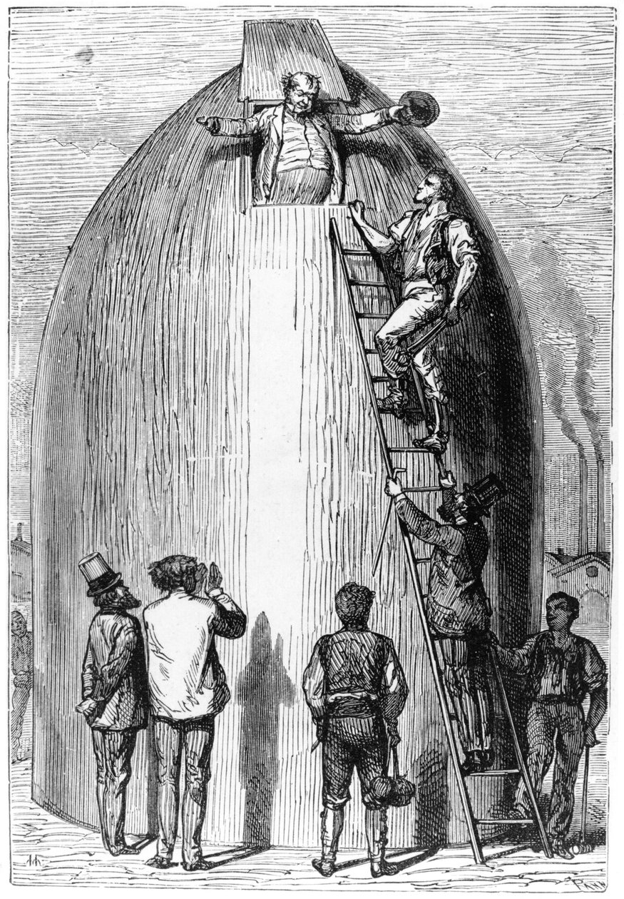 Construction of a Rocket, illustration from From the Earth to the Moon by Jules Verne, Paris, Hetzel, published in 1865 by French School