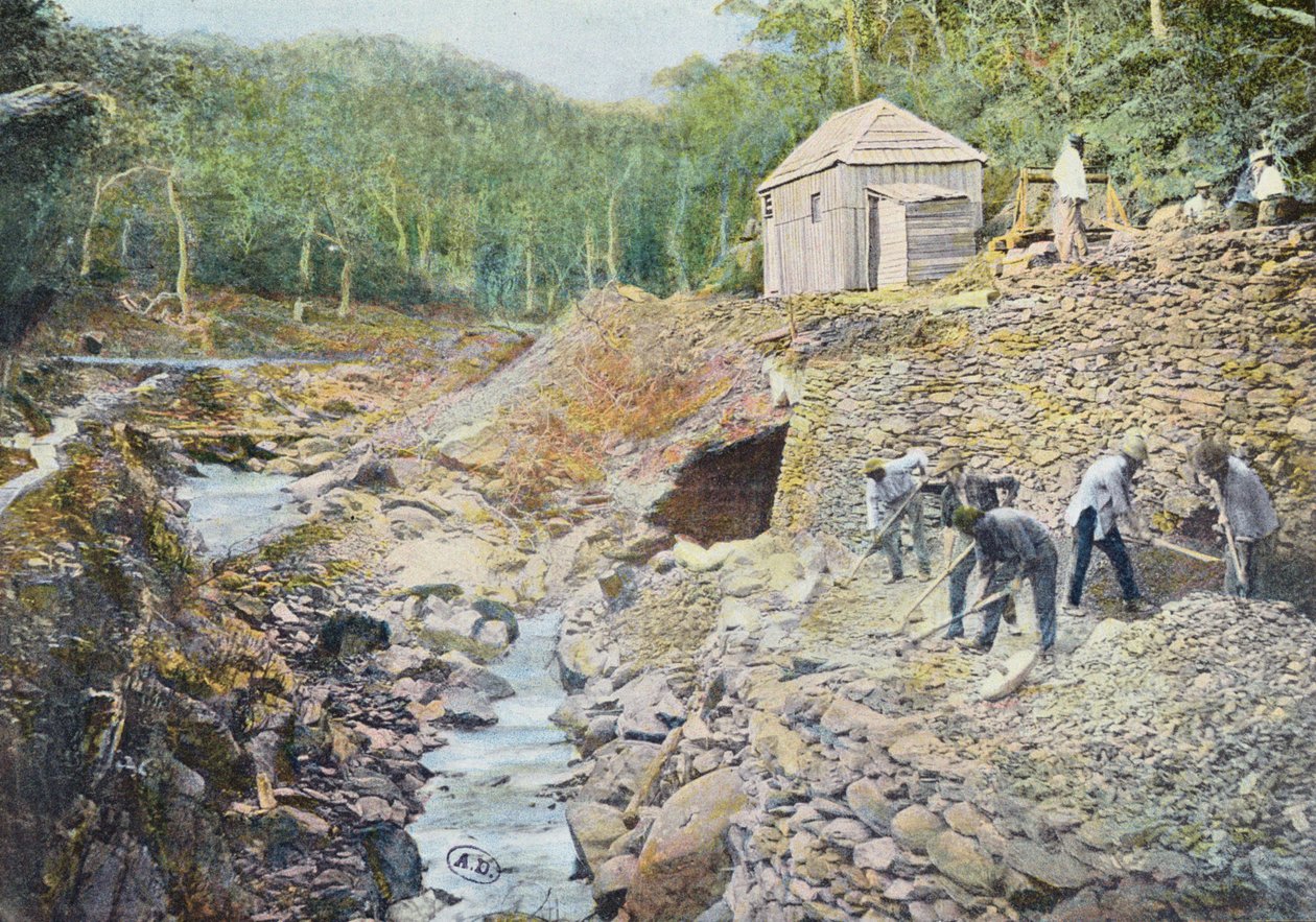Copper Mining in New Caledonia, engraved by Gillot by French School