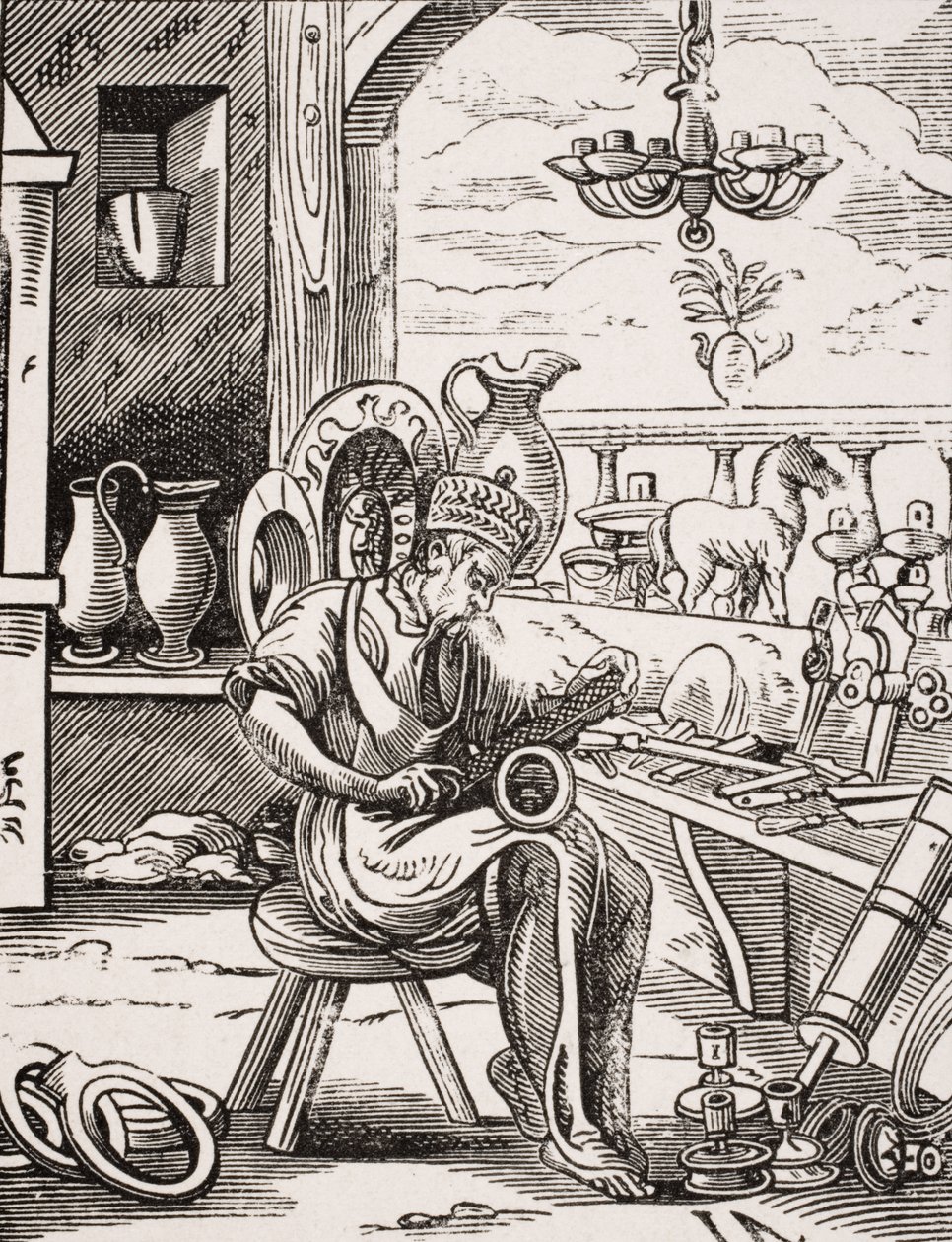 Coppersmith, reproduction of a woodcut by Jost Amman from 
