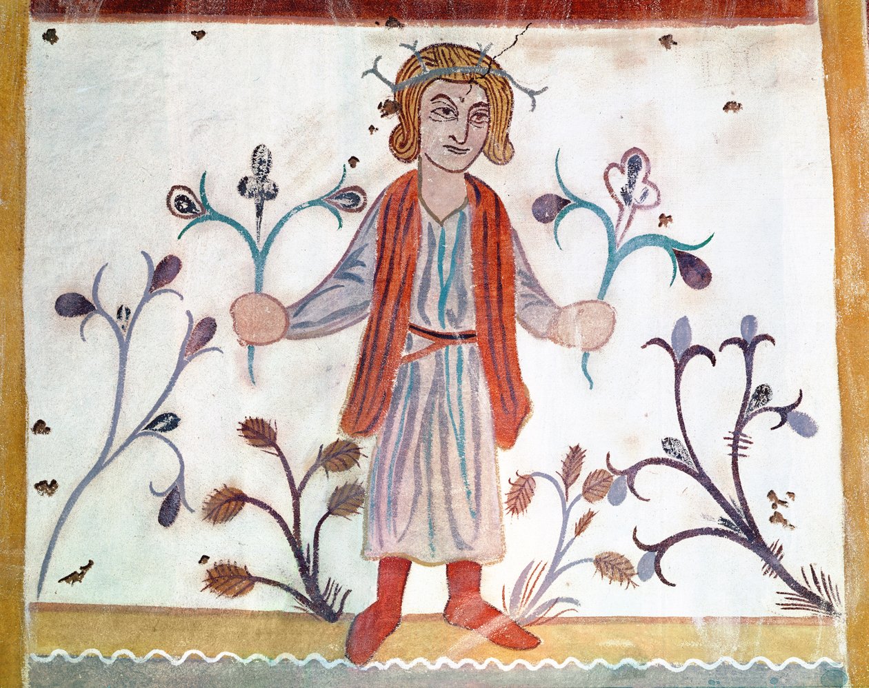 Copy of a medieval original depicting April, from the Occupations of the Months, from the Chapelle de Pritz, Laval by French School