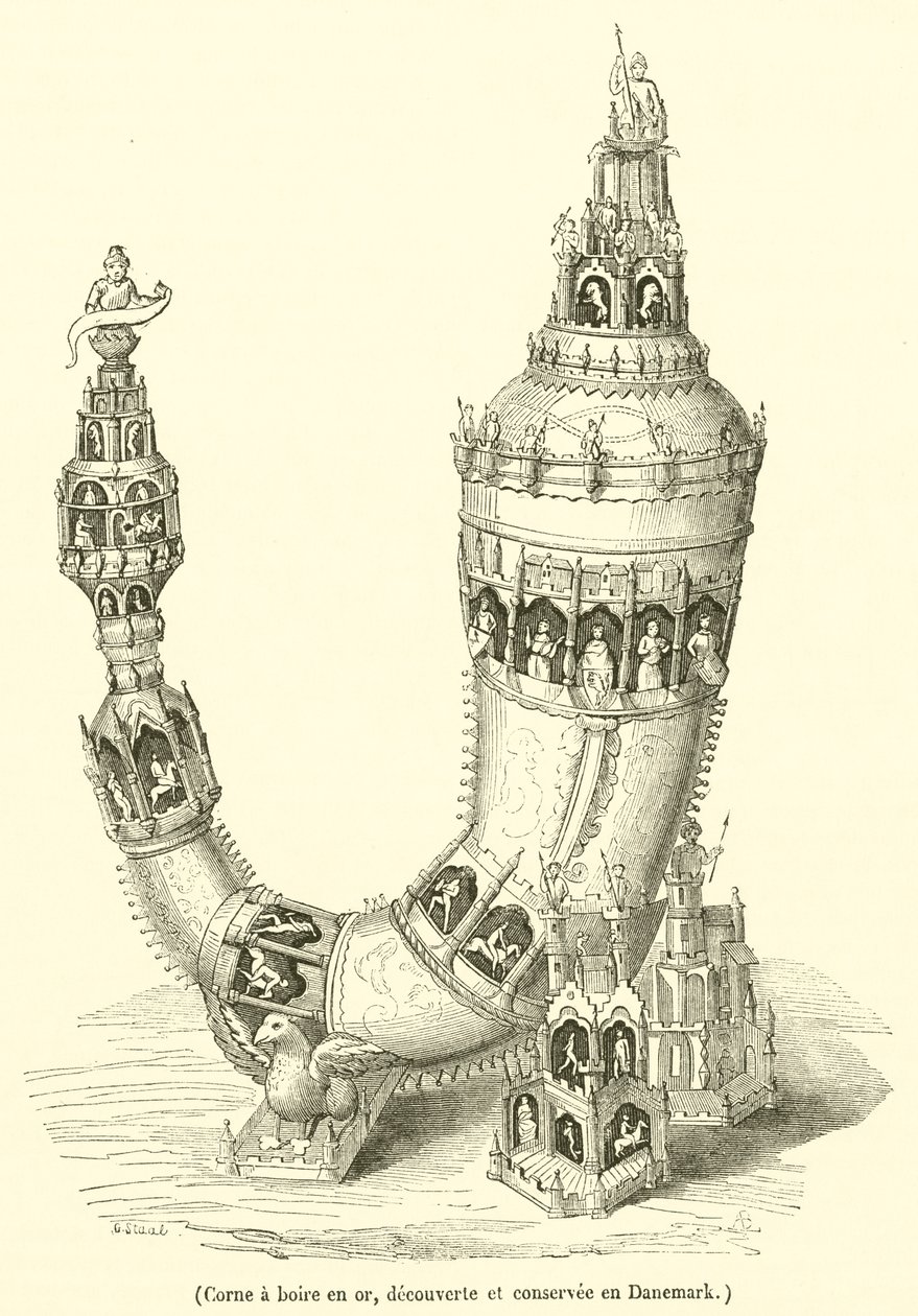 Gold Drinking Horn, Discovered and Preserved in Denmark by French School
