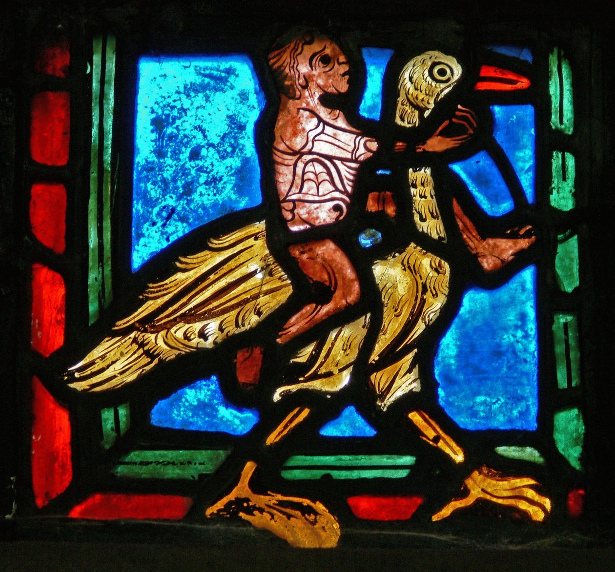 Corner piece (man and bird) by French School