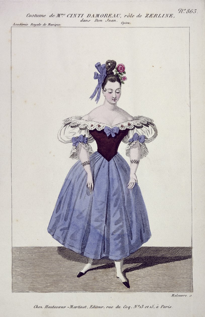 Costume for Madame Cinti Damoreau in the Role of Zerlina in Don Giovanni, Engraved by Maleuvre, Printed by Hautecoeur-Martinet by French School