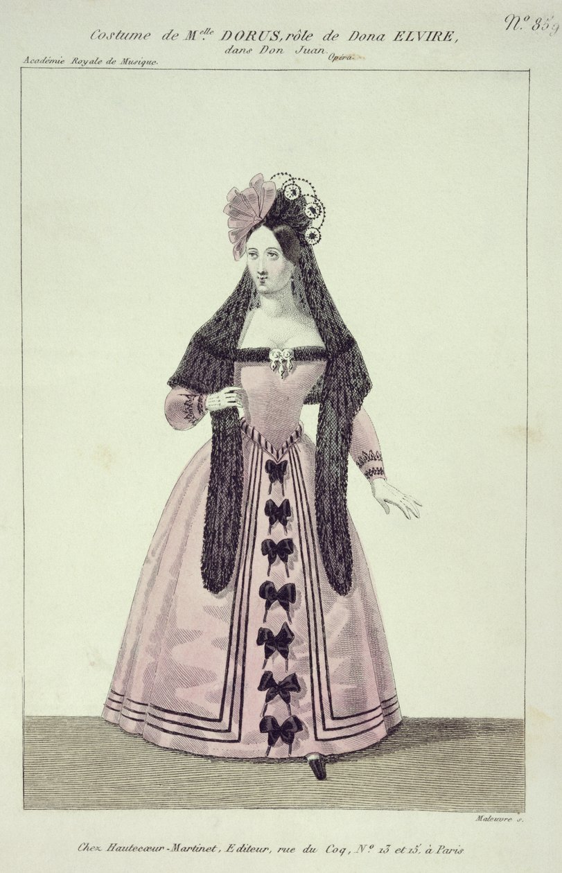 Costume for Mademoiselle Dorus in the Role of Donna Elvira in Don Giovanni, Engraved by Maleuvre, Printed by Hautecoeur-Martinet by French School