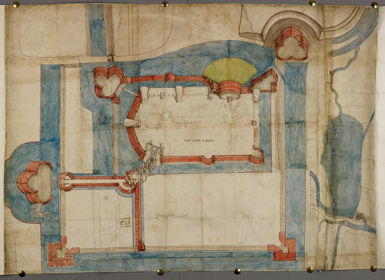 Cotton Augustus I ii 52, A Coloured Plan of Guînes Castle about 1540 by French School