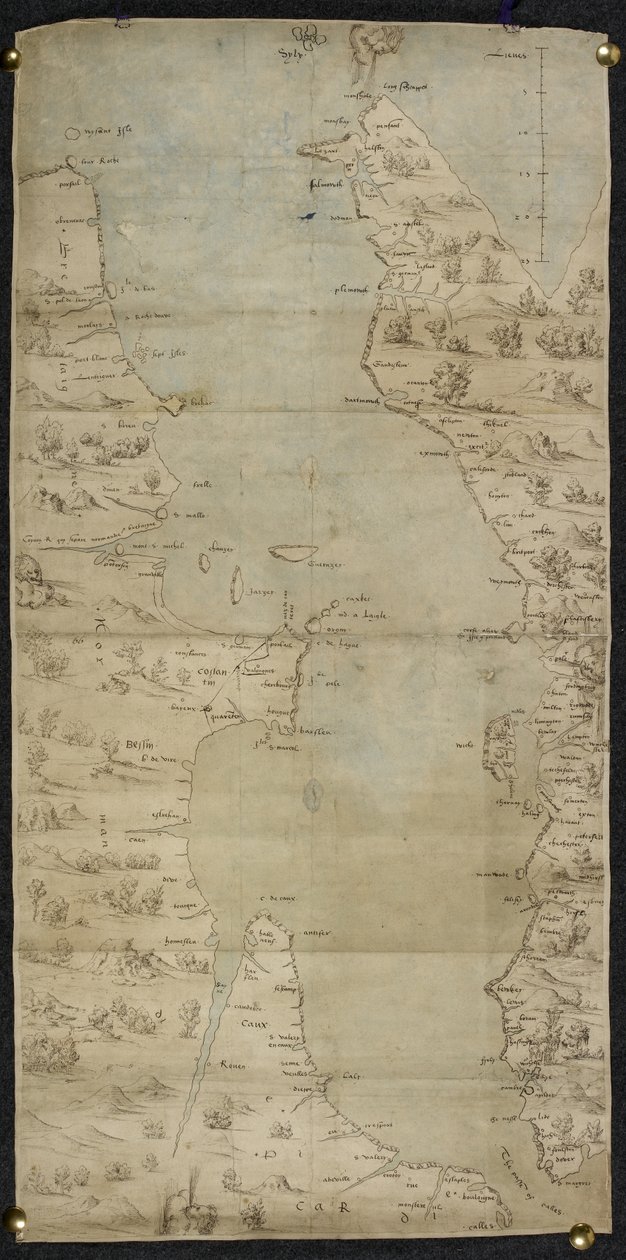 Map of the English Channel (English South Coast and French North Coast) by Jean Rotz by French School