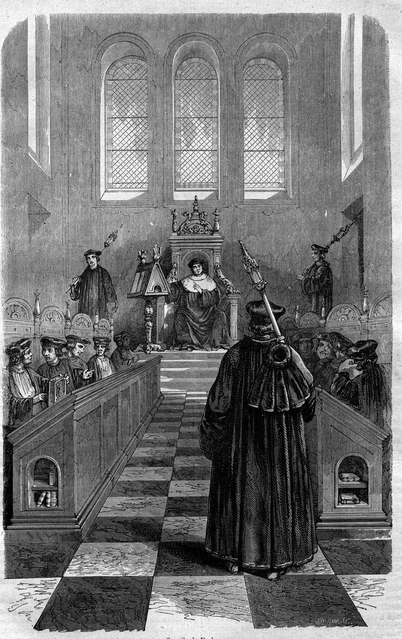 Council of Narbonne (1054): one of the councils that established the Peace of God - Engraving in 