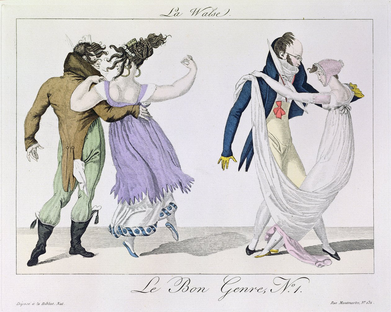 Couples Dancing the Waltz, from Le Bon Genre, c.1810 by French School