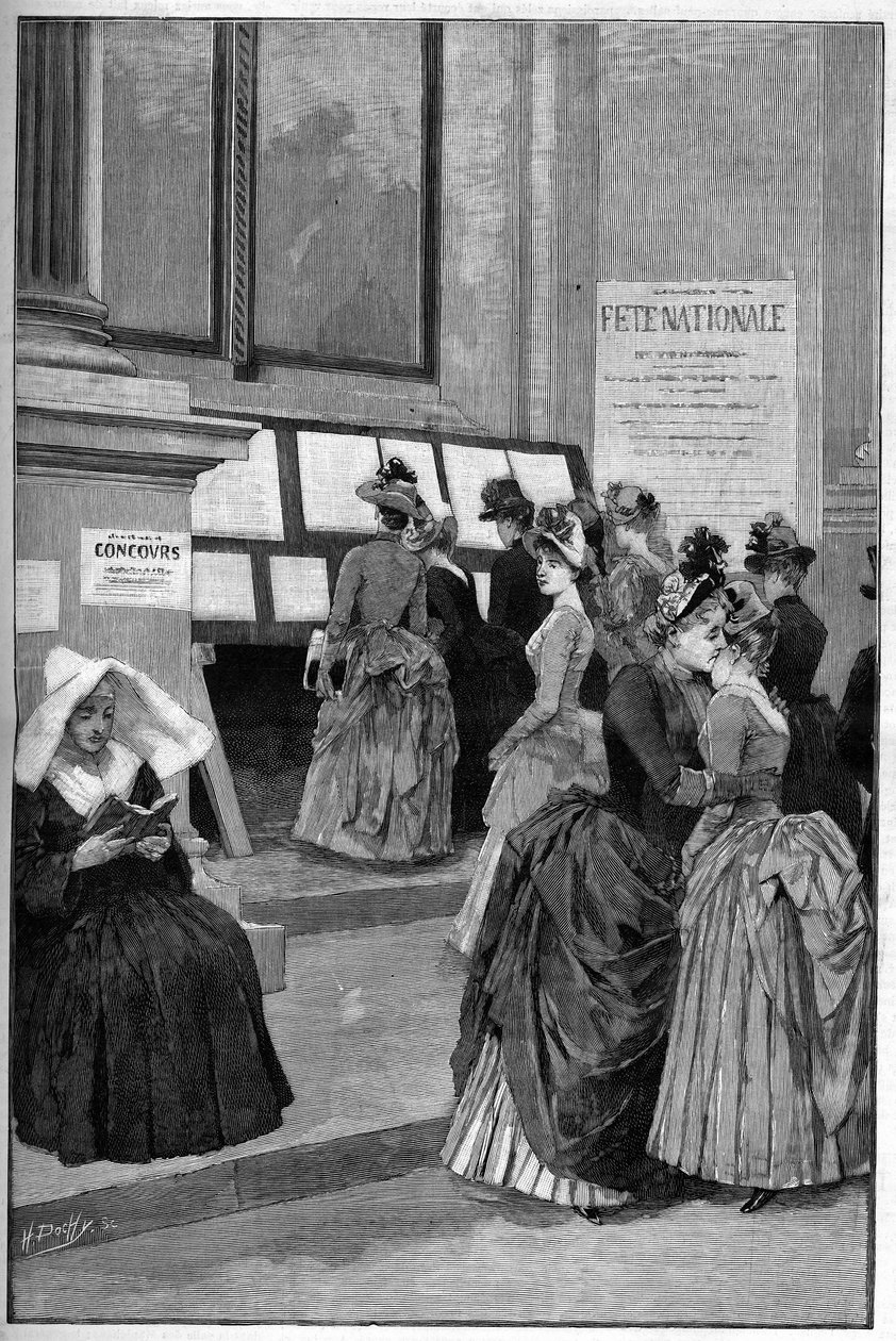 Cour des Tuileries: The results of the entrance examinations at the Hotel de Ville de Paris for young girls in 1887 by French School