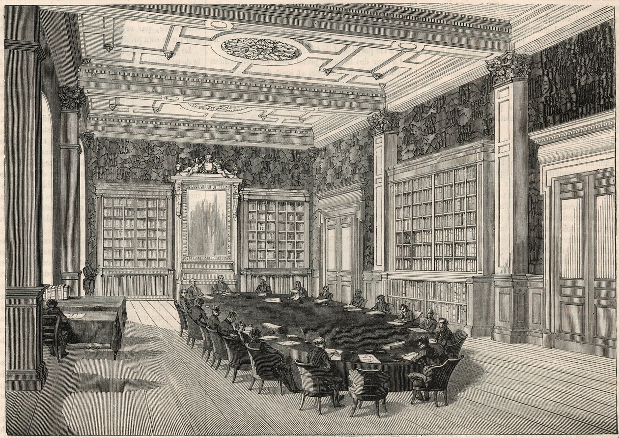 Cour des comptes - Library and council room - Engraving in 