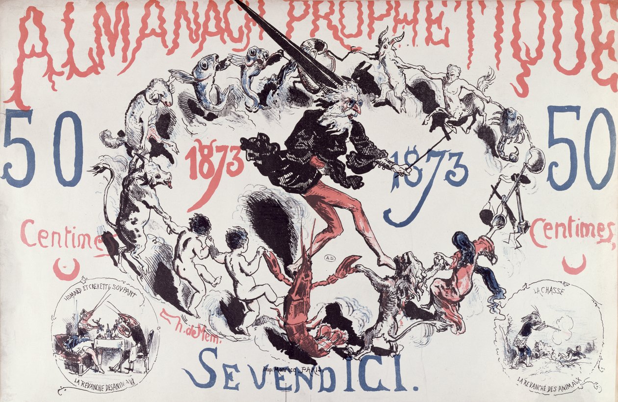 Cover of a Prophetic Almanac Depicting Nostradamus, 1873 by French School