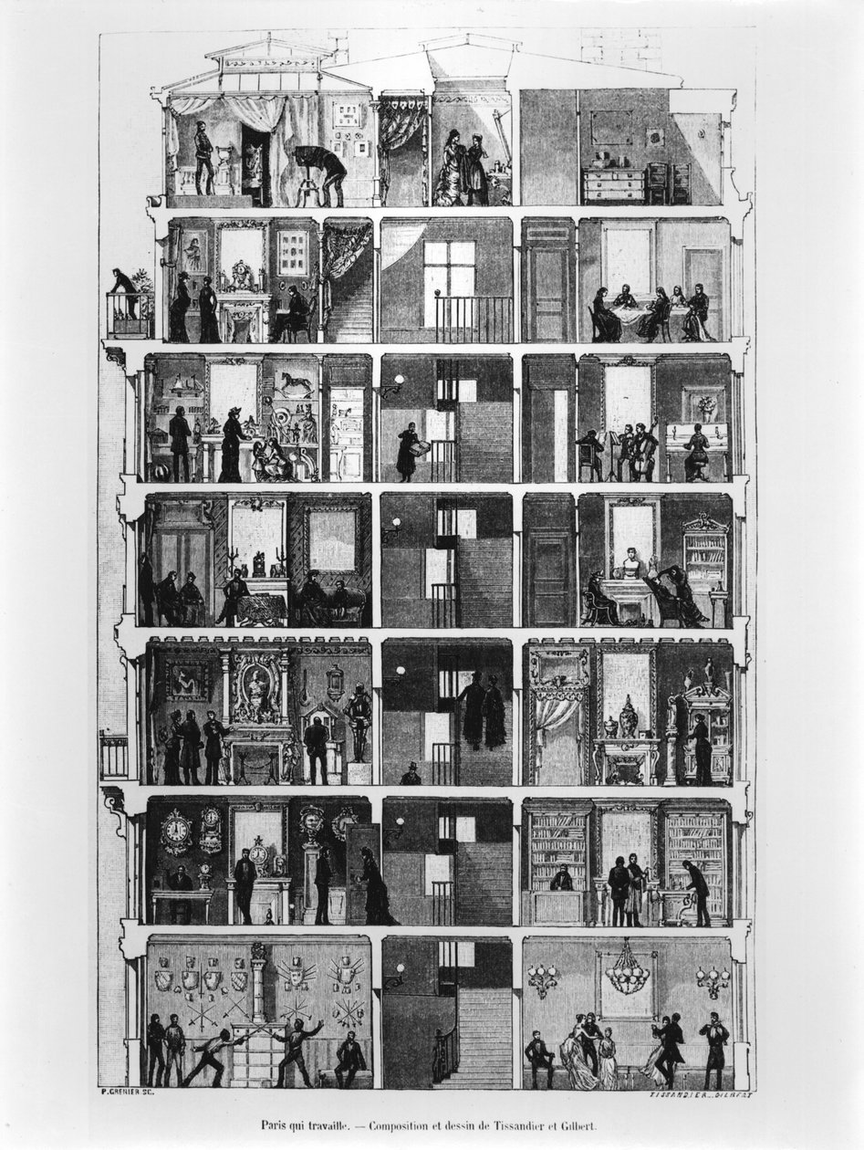 Cross-Section of a Parisian Building, Illustration from Le Magasin Pittoresque, 1883 by French School