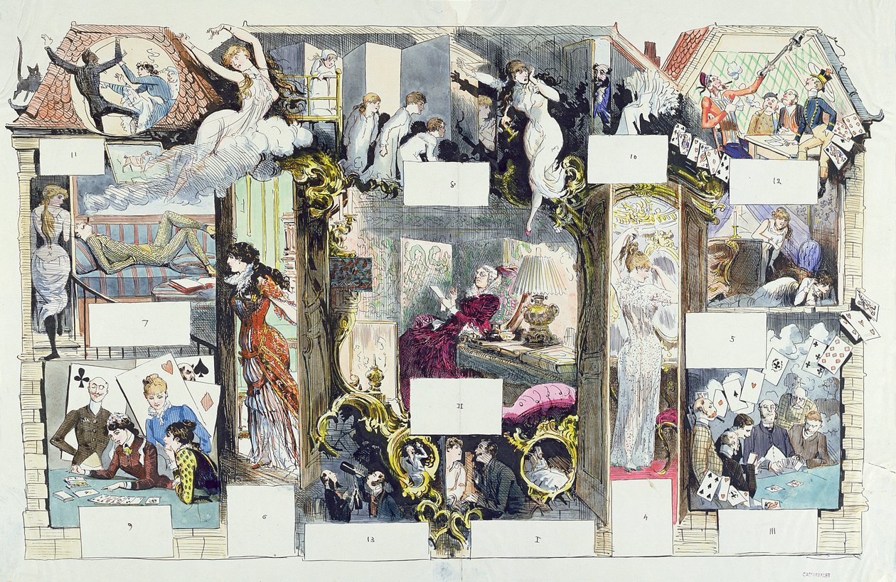 Cross-section of a Parisian house, illustration from La Vie Parisienne, c.1875 by French School