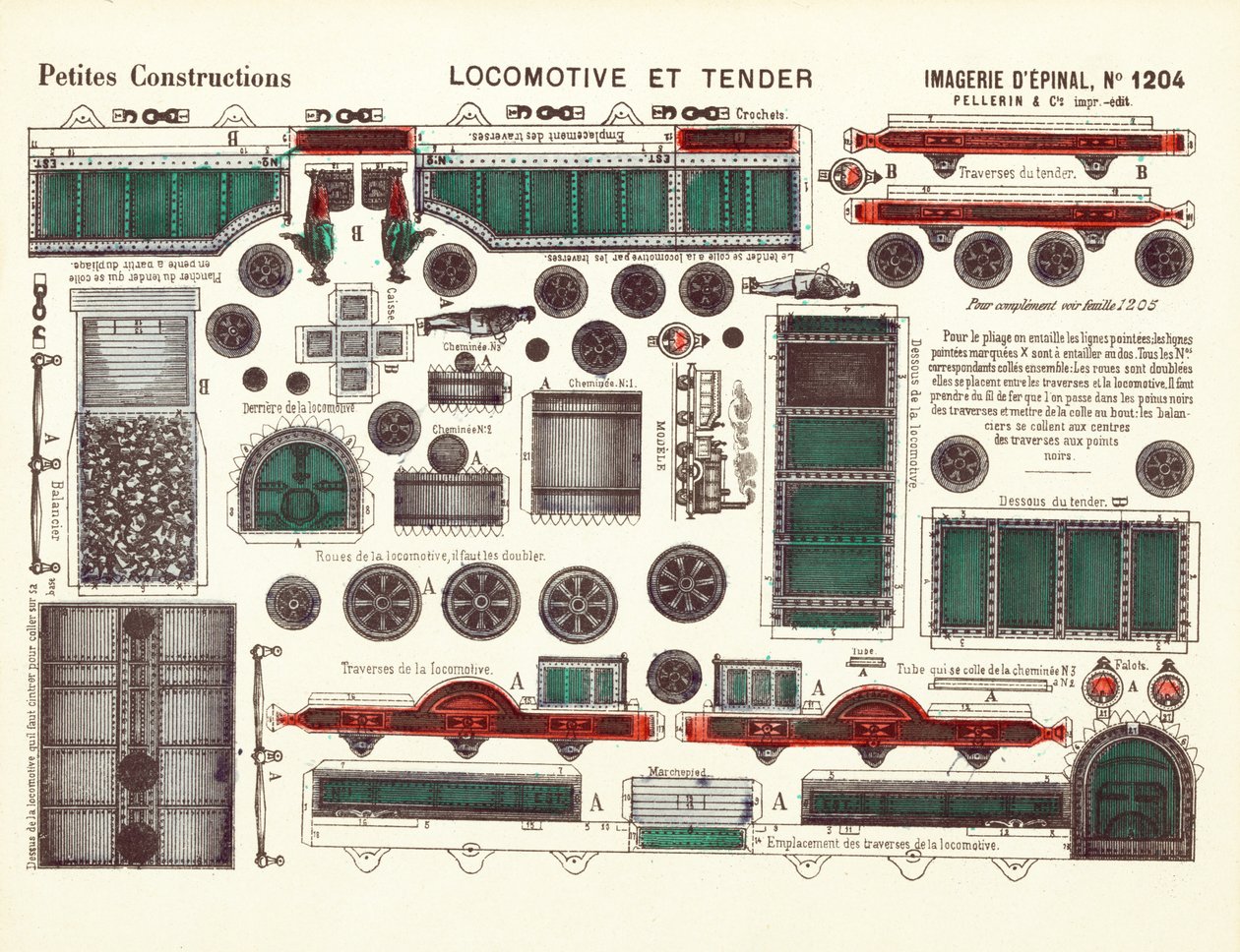 Cut-Out Designs for a Steam Locomotive and Tender, c.1880 by French School