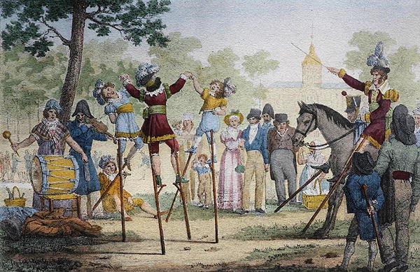 Dancers on Stilts at Les Champs Elysees by French School