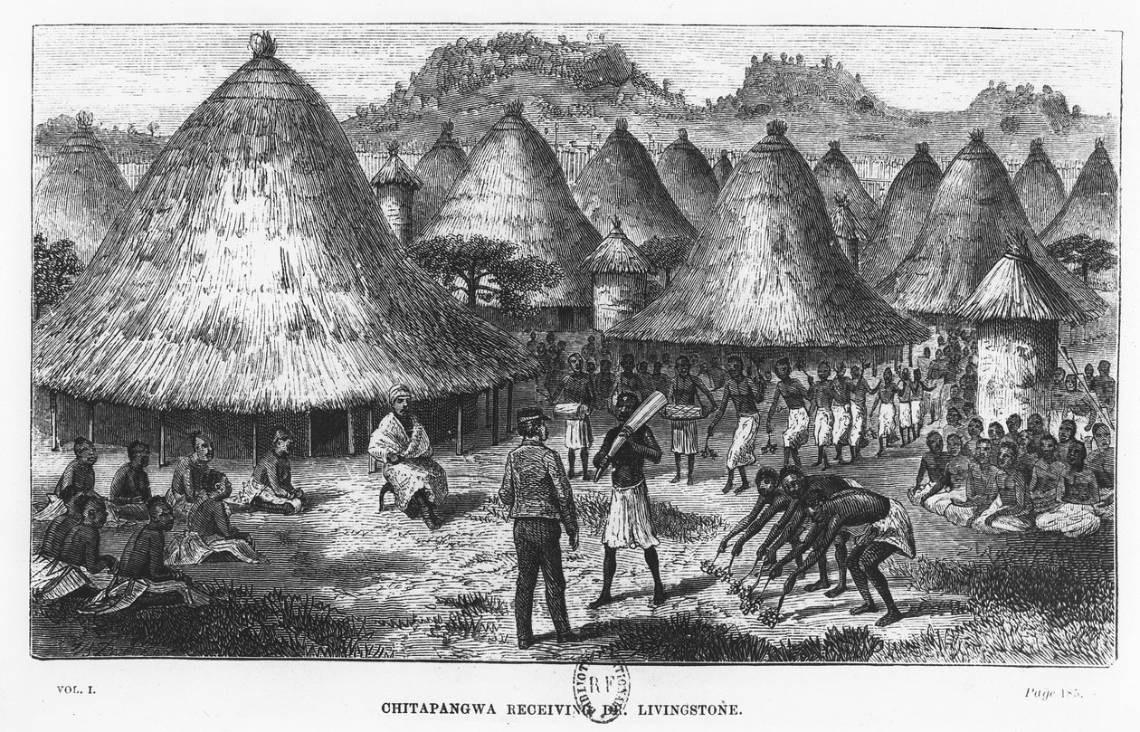 David Livingstone welcomed in a village in the Great Lakes region of Central Africa by French School