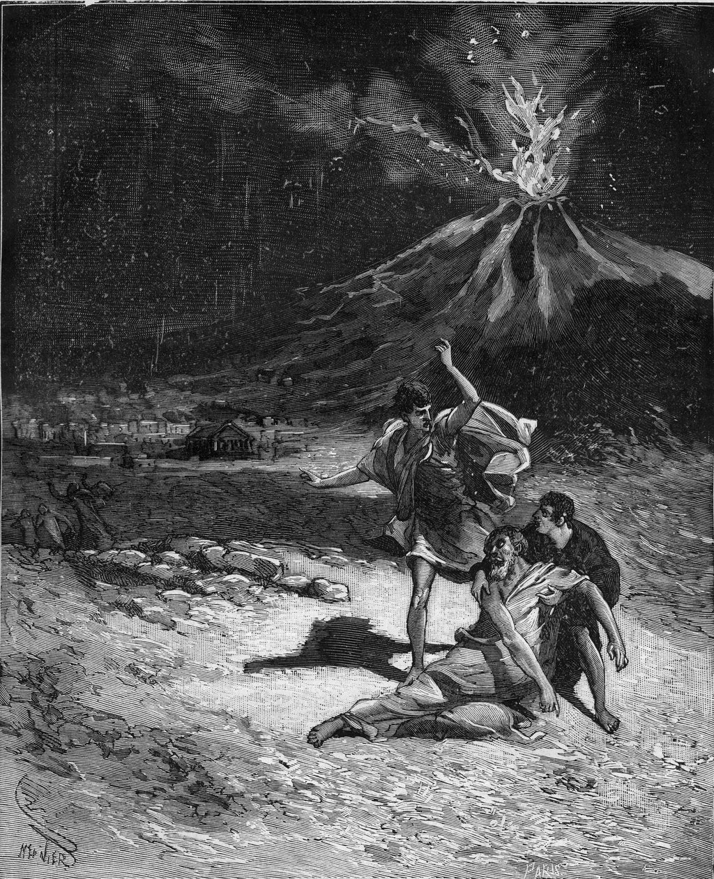 Death of Gaius Plinius Secundus the Elder. Pliny the Elder (23-79), naturalist and Latin writer (During the eruption of Vesuvius; in 79 he went there to observe this phenomenon; but, having approached too close to the volcano, he was asphyxiated) by French School