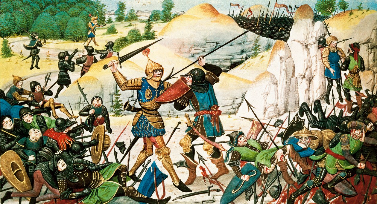 Death of Knight Roland, Nephew of Charlemagne, in the Battle of Roncesvaux (778) by French School