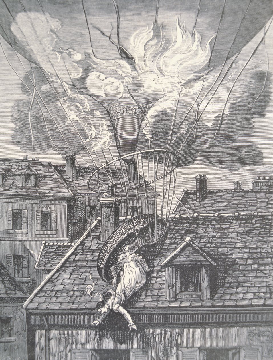 Death of Madame Blanchard in an aeronautical accident in 1819 by French School