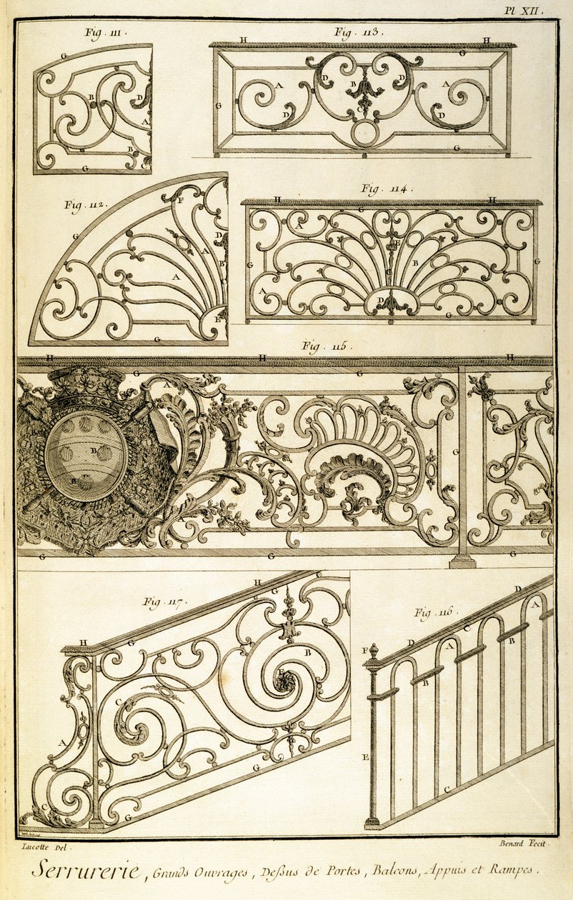 Decorative Ironwork, from Diderots Encyclopaedia, pub. 1771 by French School