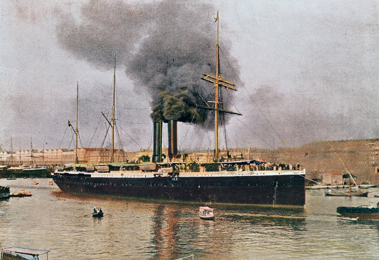 Departure of a Messageries Maritimes ship from Marseille, early 20th century by French School