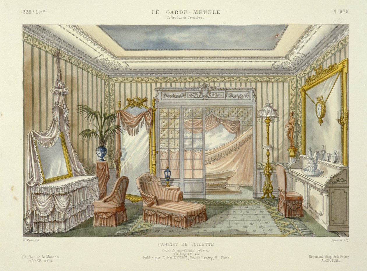 Design for a Bathroom Suite from Le Garde-Meuble, Paris, c.1890 by French School