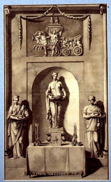 Design for a Sculptural Alcove with Apollo and his Chariot, c.1760 by French School