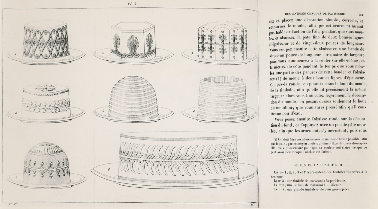 Designs for Timbale de Macaroni by Antonin Carême (engraving) by French School