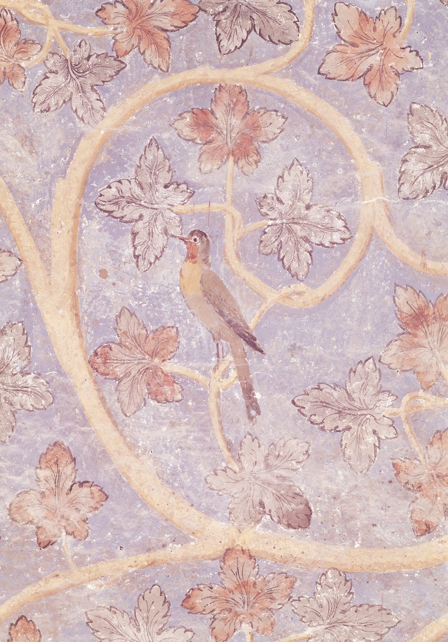 Detail of a bird, from the wall decoration of the Popes bedroom, c.1334-62 by French School