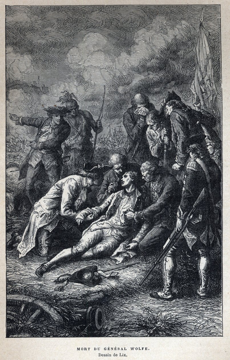 Discover Canada: Death of General James Wolfe (1727-1759) British military at the Battle of Quebec on September 13 by French School