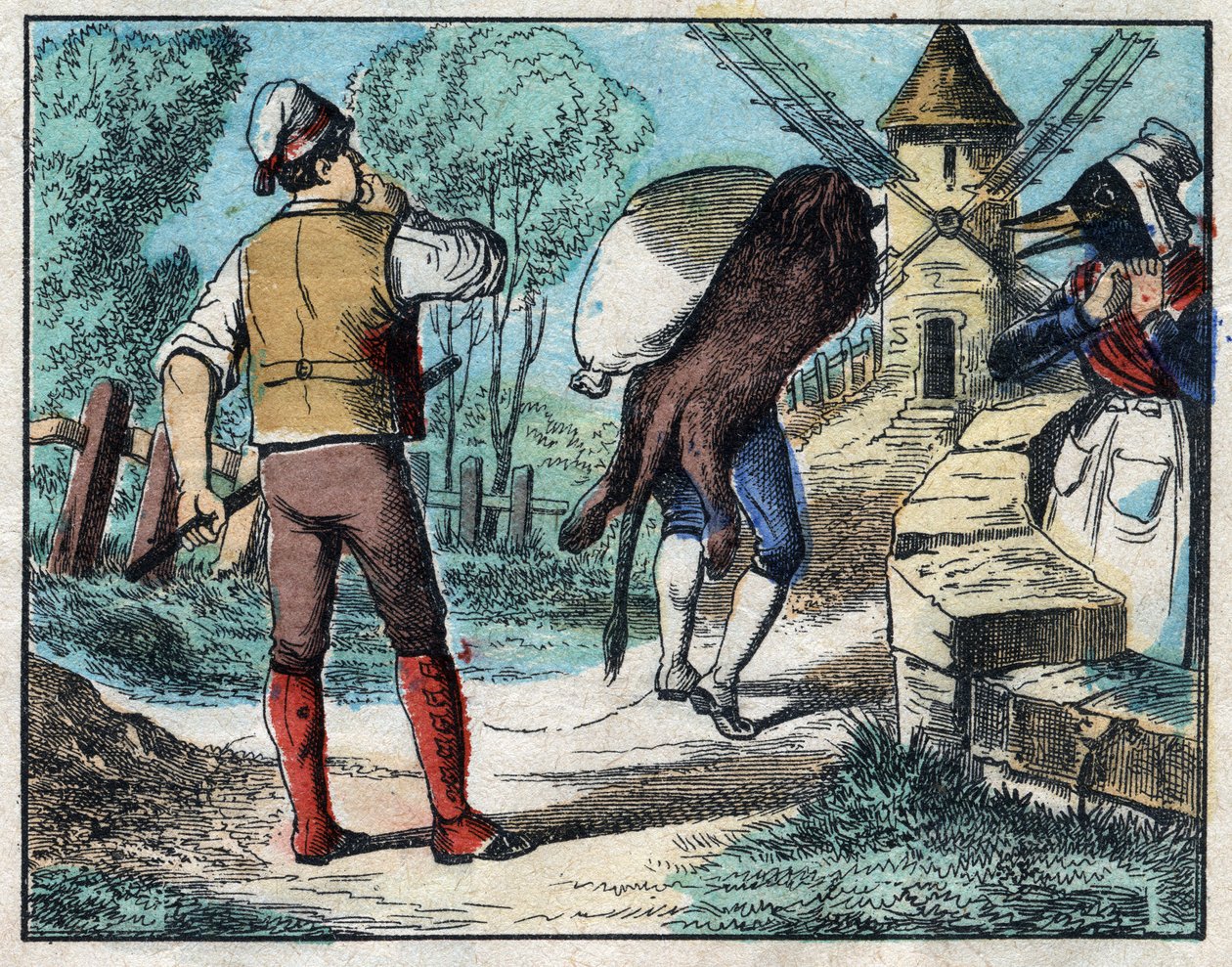 Donkey wearing the skin of the Lion. Fables by Jean de La Fontaine (1621-95). Imaging of Epinal from the end of the 19th century. by French School