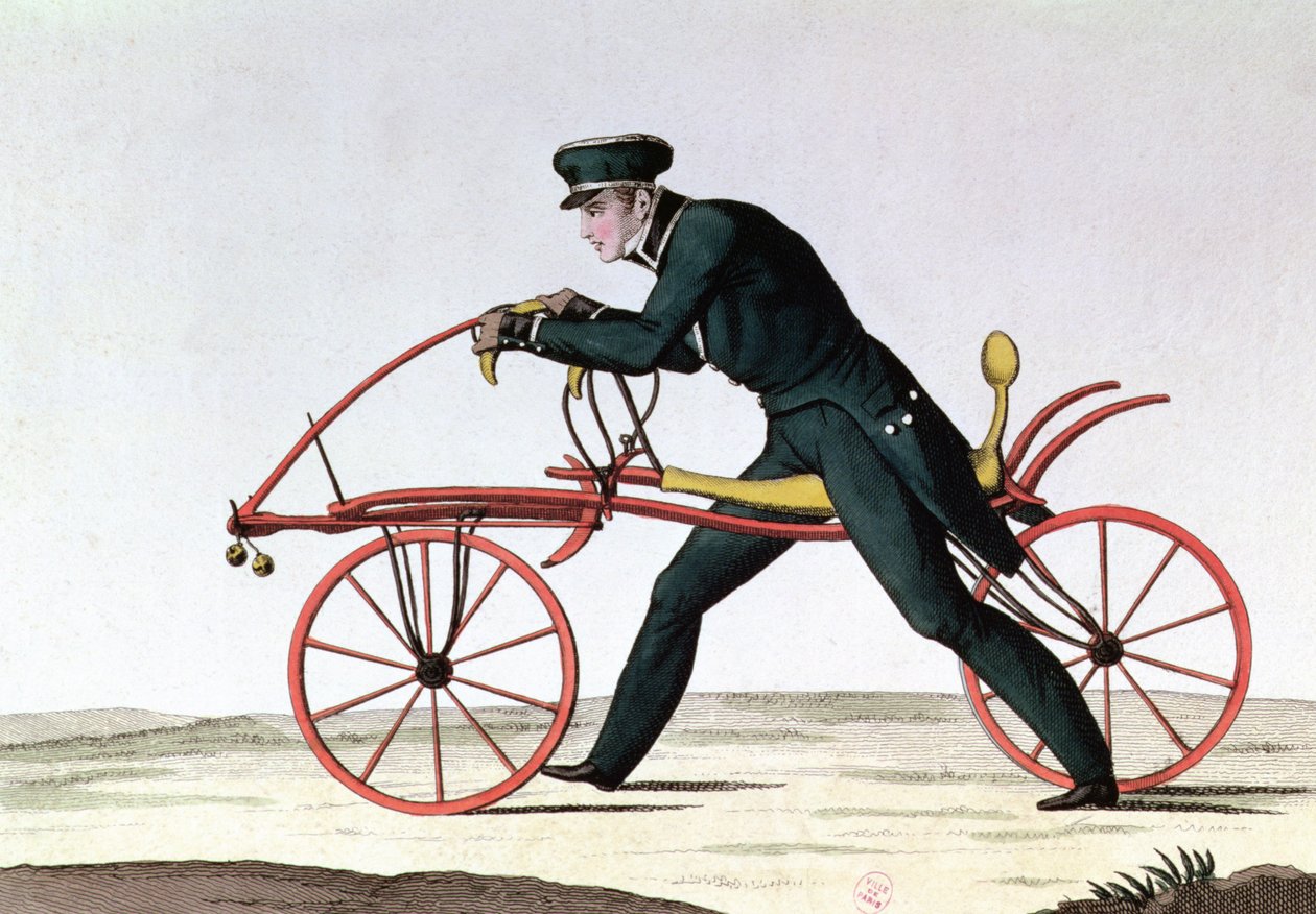 Draisienne, ancestor of the bicycle, invented 1816 by Baron Karl von Drais (1785-1851), 1820 by French School