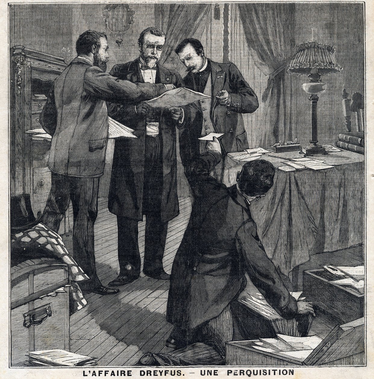 Dreyfus case: Three plain clothes officers and a police commissioner conduct a search of Georges Picquart