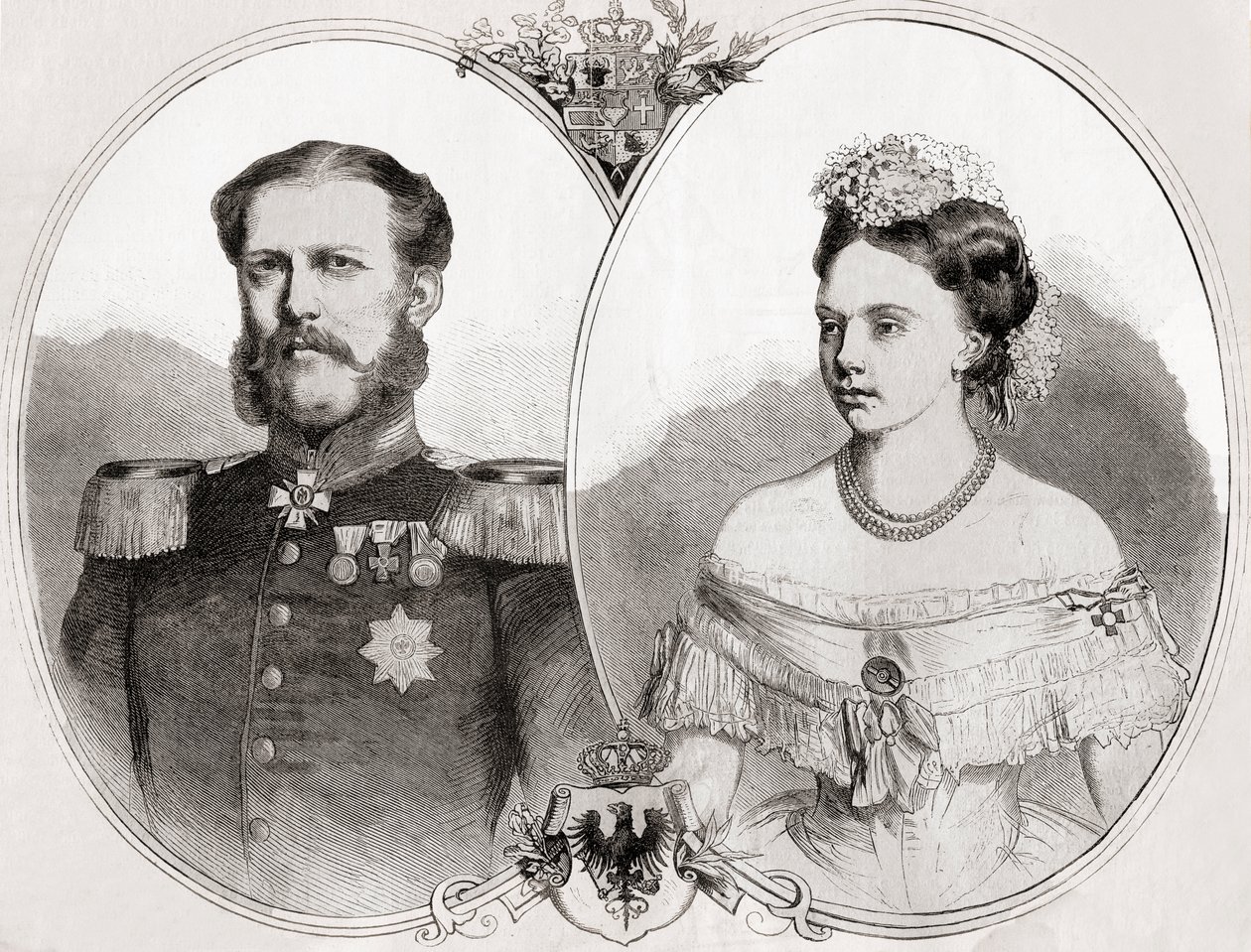 Duke William of Mecklenburg-Schwerin and His Wife Princess Frederica Wilhelmina Louise Elisabeth Alexandrine of Prussia, from 