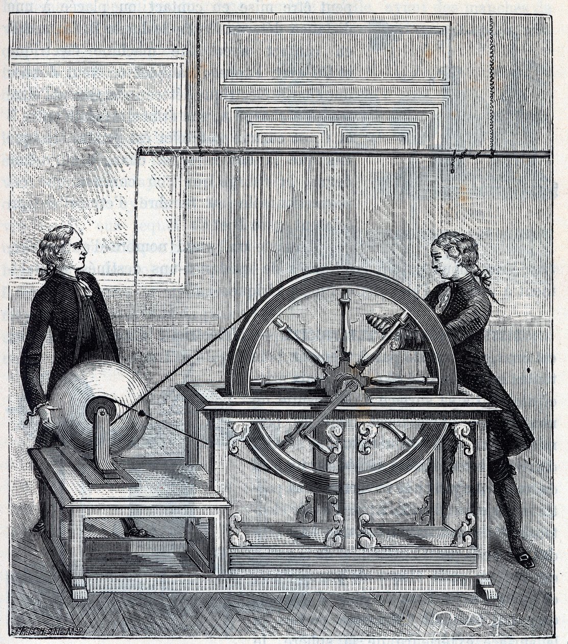 Electric machine (Generator) by Francis Hauksbee (1666-1713) perfected by Boze l
