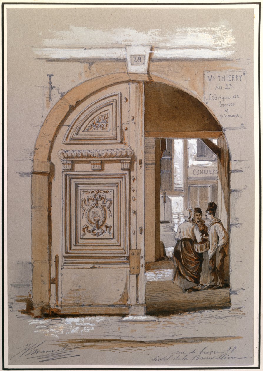 Entrance to the Hotel of the Marquise de Brinvilliers, 28 Rue de Bievre, Paris by French School