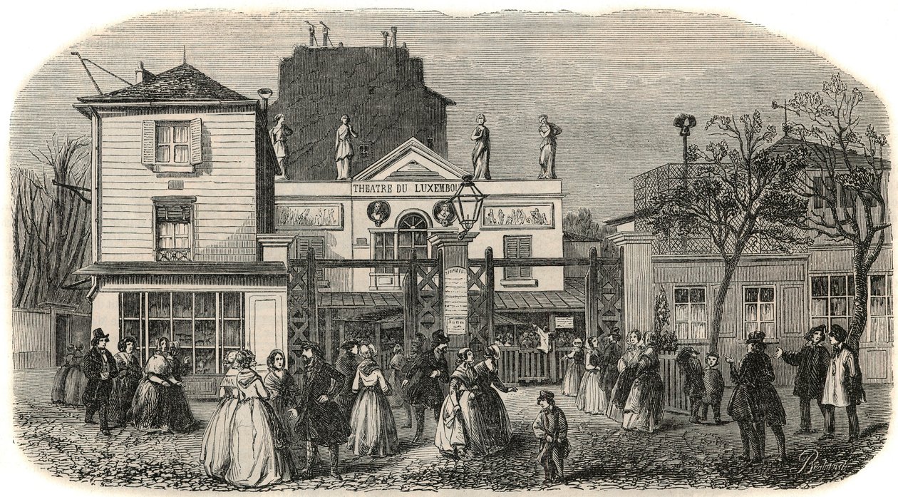 Entrance of the Luxembourg Theatre Known as Bobino in the 19th Century (Engraving in Tableau-de-Paris by Edmond Texier, 1852) by French School