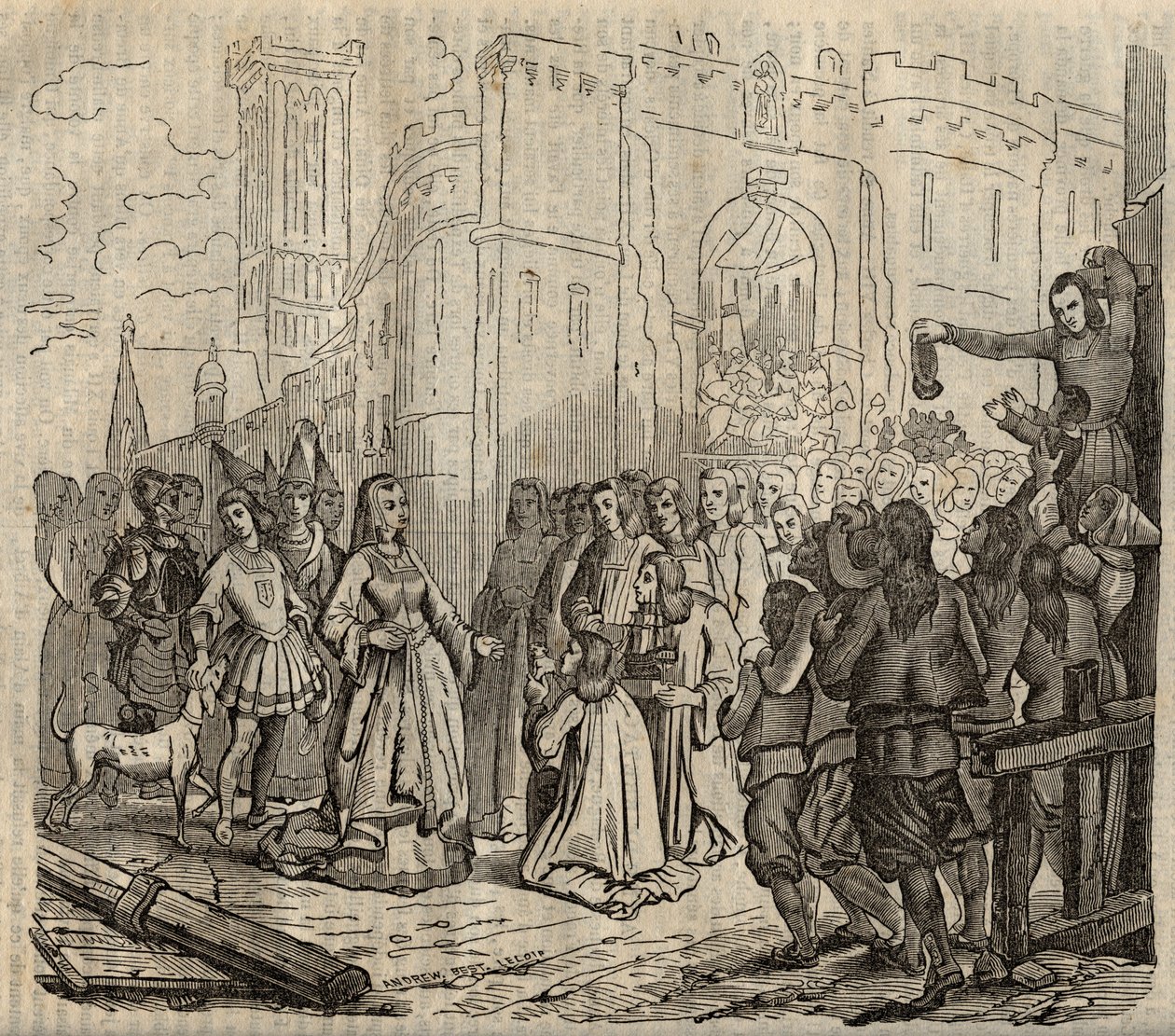 Entry of Anne of Brittany in Morlaix - engraving - 1838 by French School