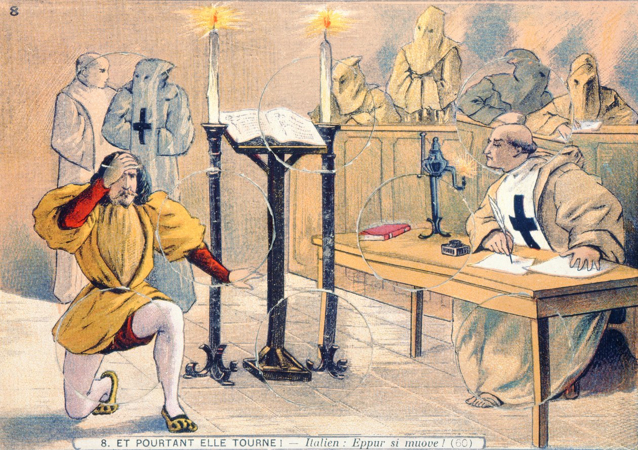 Eppur si muove, The Trial of Galileo Galilei (1564-1642) in 1633 by French School