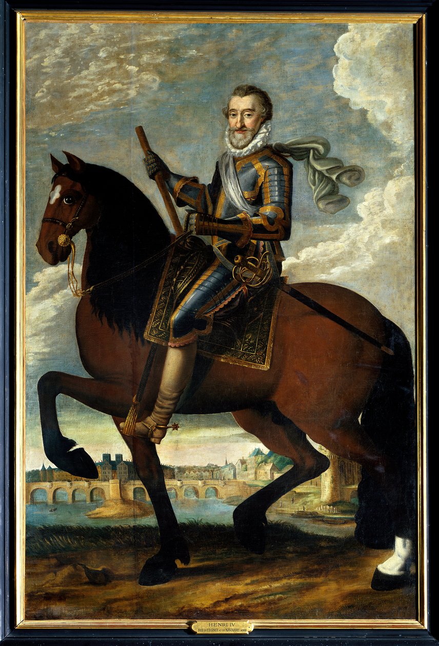 Equestrian portrait of Henry IV in front of the Pont Neuf in Paris by French School