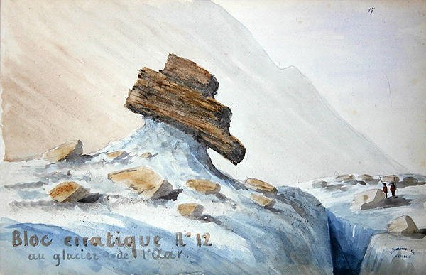 Erratic Block no.12 at the Aar Glacier in the Swiss Alps by French School