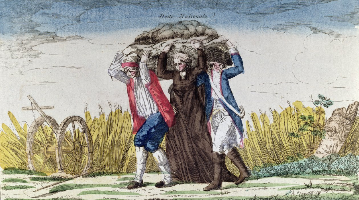Everybody carry the burden of Taxes and National Debt by French School