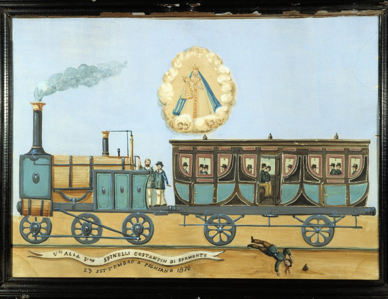 Ex-voto for someone fallen from a train - Notre-Dame de Laghet by French School