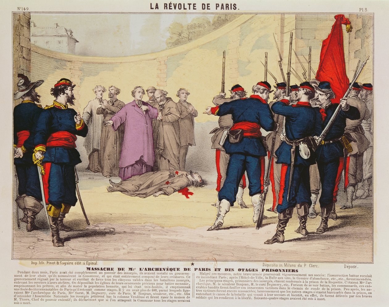 Execution of the Archbishop of Paris, Monseigneur Darboy, during the Paris Commune, 1871 by French School